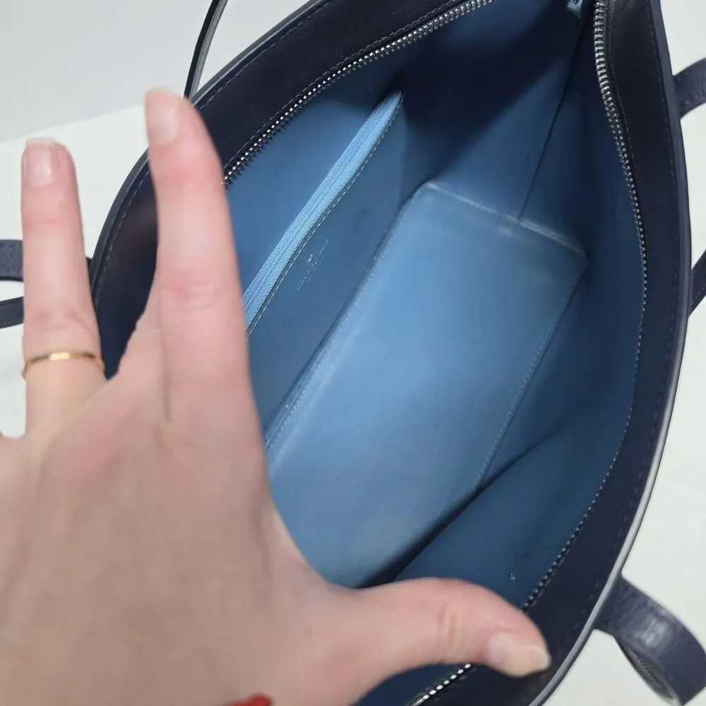Kate Spade New York Adel Tote Navy Leather Shoulder Bag Purse Double Handle